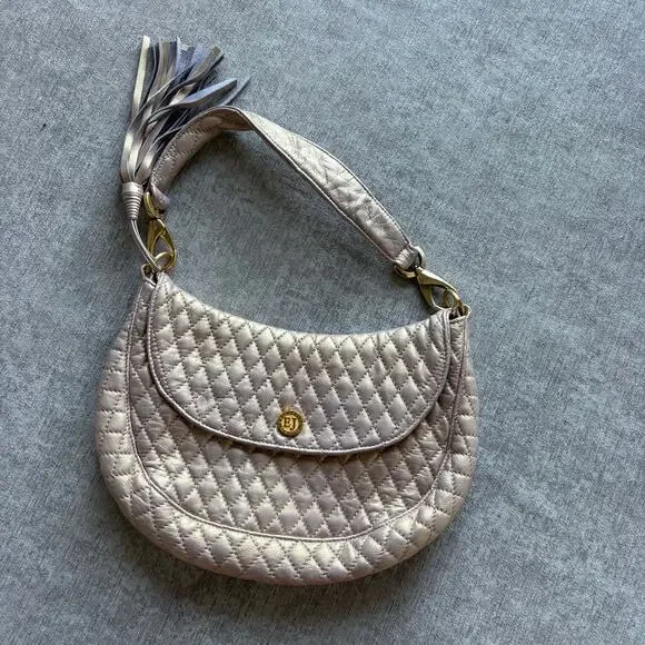 Eric Javits Quilted Leather Pink Metallic Shoulder Bag - Picture 1 of 6